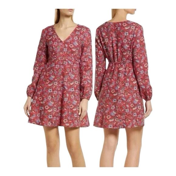 Boden Womens Size 10 Flippy V-Neck Linen Floral Print Mini Dress - Picture 1 of 5